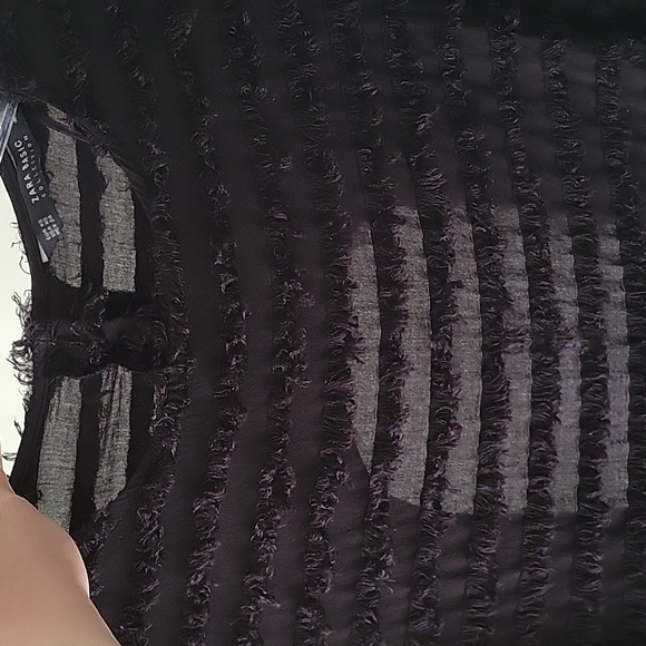 Zara Women's Black Open-Back Flocked Stripe Top-Size XS - Picture 13 of 13